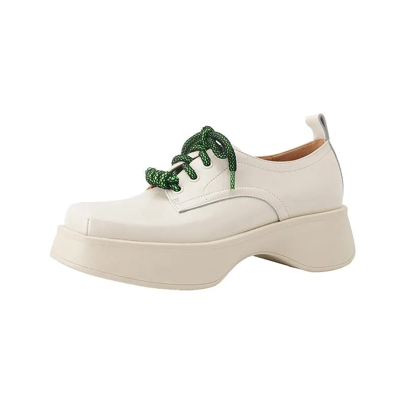 Square Toe Lace Up Chunky Derby Shoes Maxct