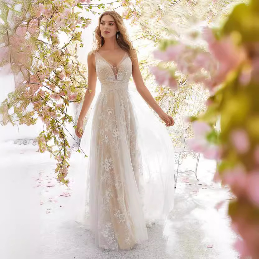 Maxct harajuku dress to impress New Wedding Dress Sexy B Collar Sleeveless Lace Wedding Dress