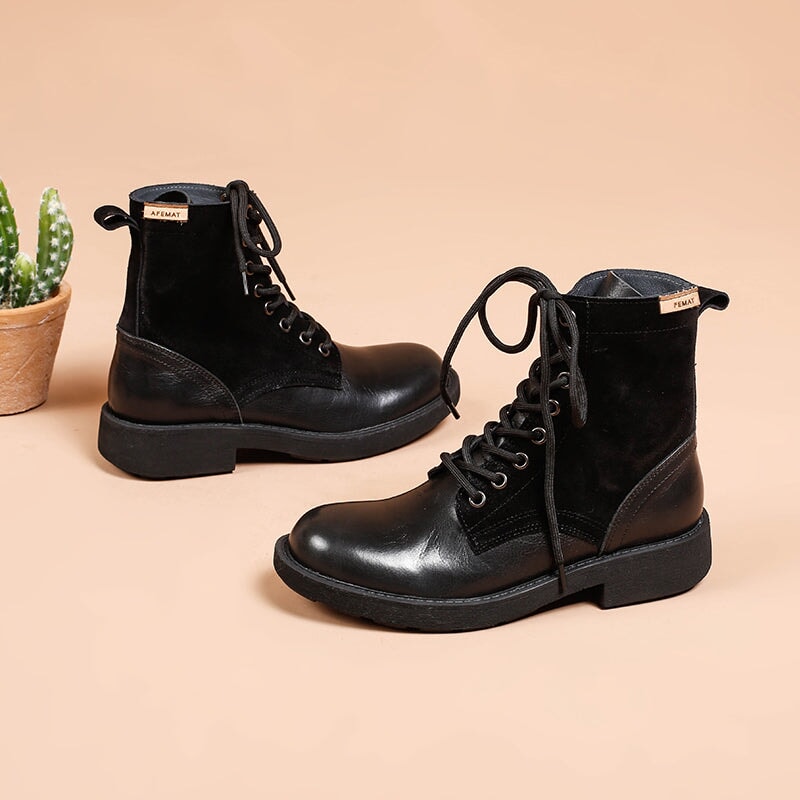 Women's Martin Boots Lace Up Short Boots Handmade Maxct