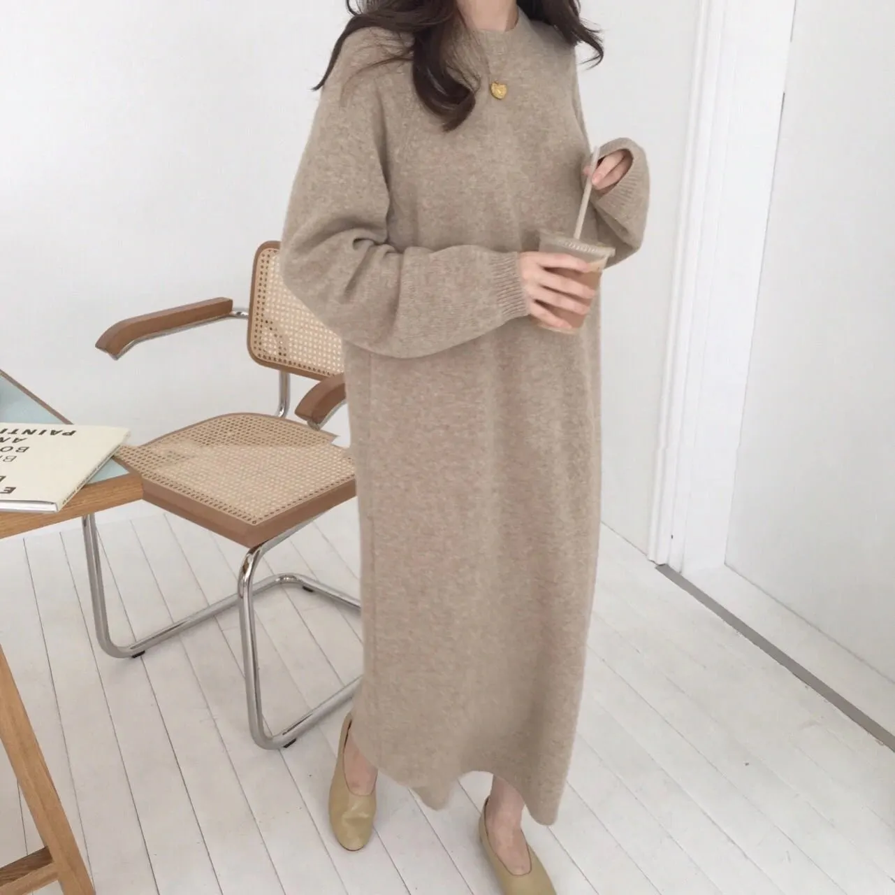 Long Knitted Oversized Knitted Dress Sweater Maxct