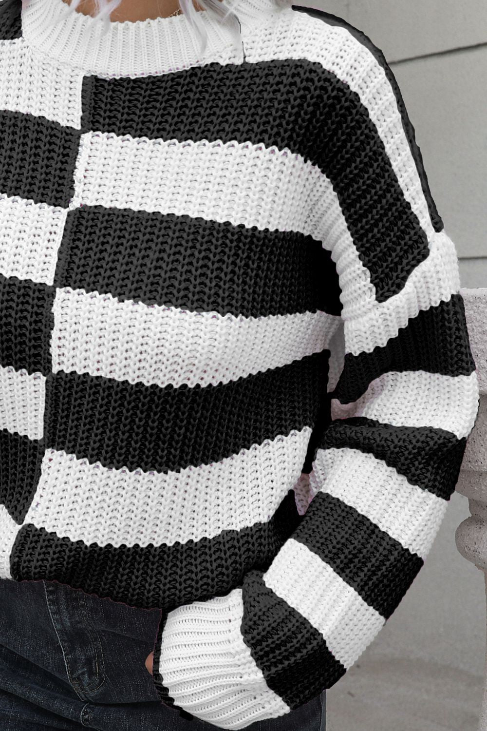 Maxct &Color Block Dropped Shoulder Sweater