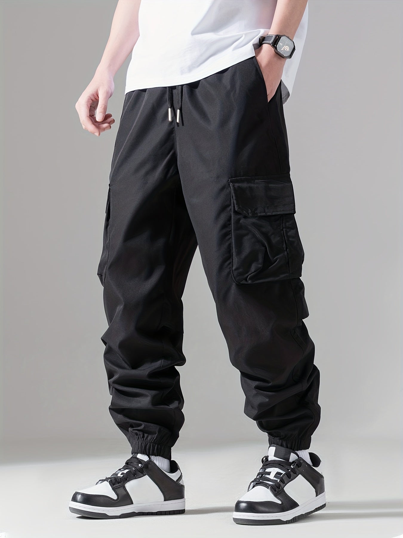Maxct  Casual Loose Fit Multi-pocket Drawstring Cargo Pants, Men's Joggers For Spring And Fall Outdoor