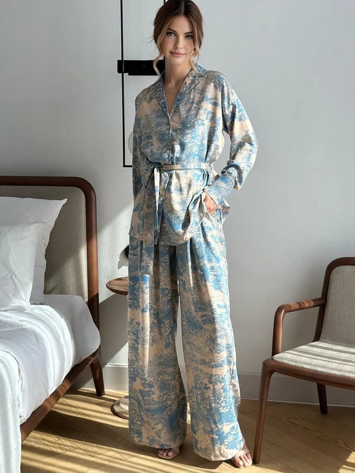 Maxct Printed Tie Up Pants Set