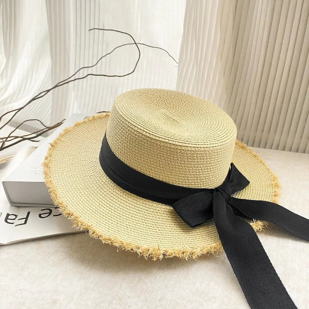 Maxct Internet Celebrity Ins Travel Wide Brim Flat Top Japanese Style Straw Hat