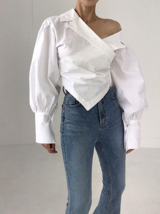 Maxct Irregular Off-the-shoulder Shirt Blouses