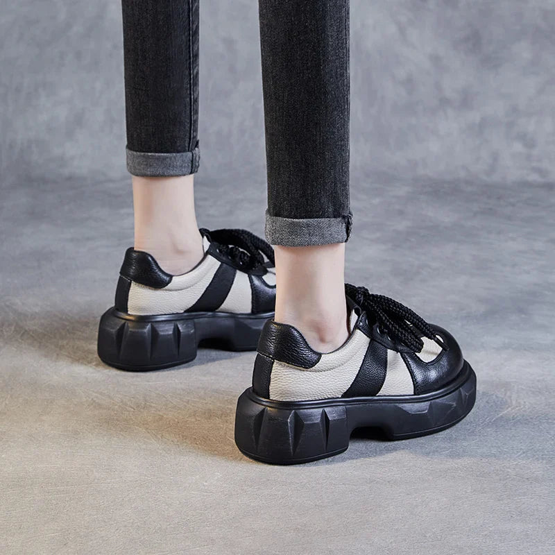 Retro Women's Sneakers - Mixed Colors Leather Wedges Maxct