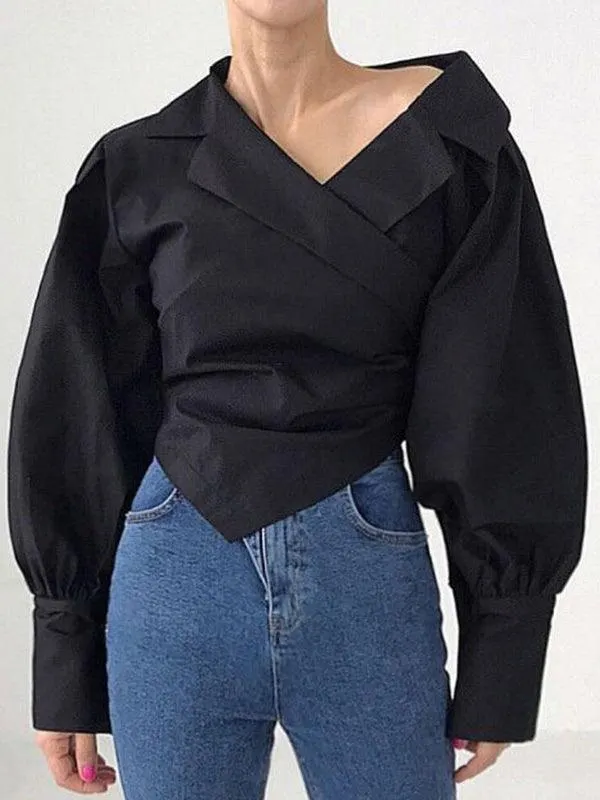 Maxct Irregular Off-the-shoulder Shirt Blouses