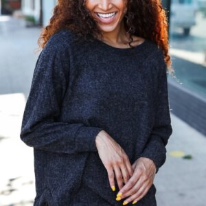 Maxct &Beautiful You Charcoal Ribbed Brushed Hacci Sweater