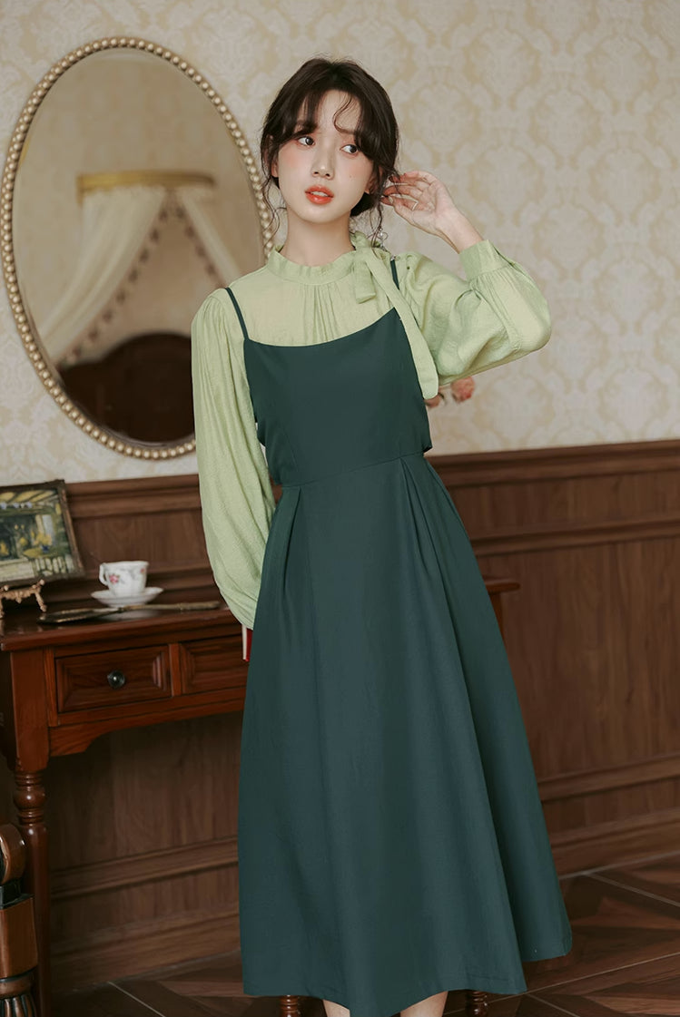 Bow Back Cami Dress & Blouse Set Maxct