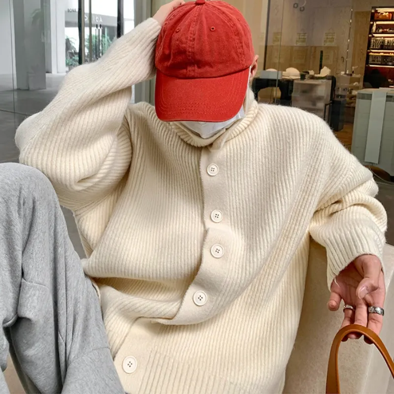 Men's Kit Cardigun, Men's Design, Fashion, Spring, Tubneck Design Cardigun, Sweaters, Outcoat, Jacket