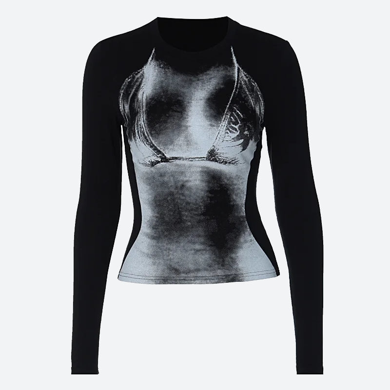 Maxct &Y2K 3D Body Print Top