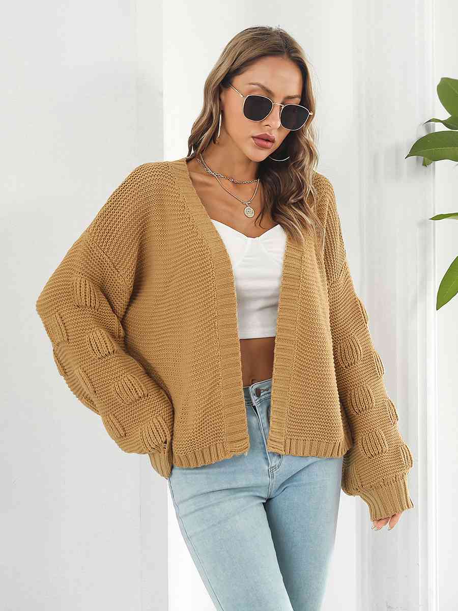 Maxct &Open Front Ribbed Trim Cardigan