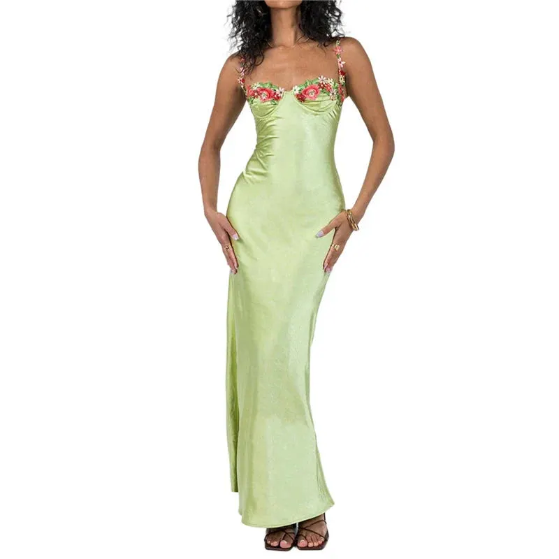 Corset Dresses for y2k Low Cut Satin Spaghetti Strap Sleeveless Bodycon Dresses Going Out Party Dresses Maxct