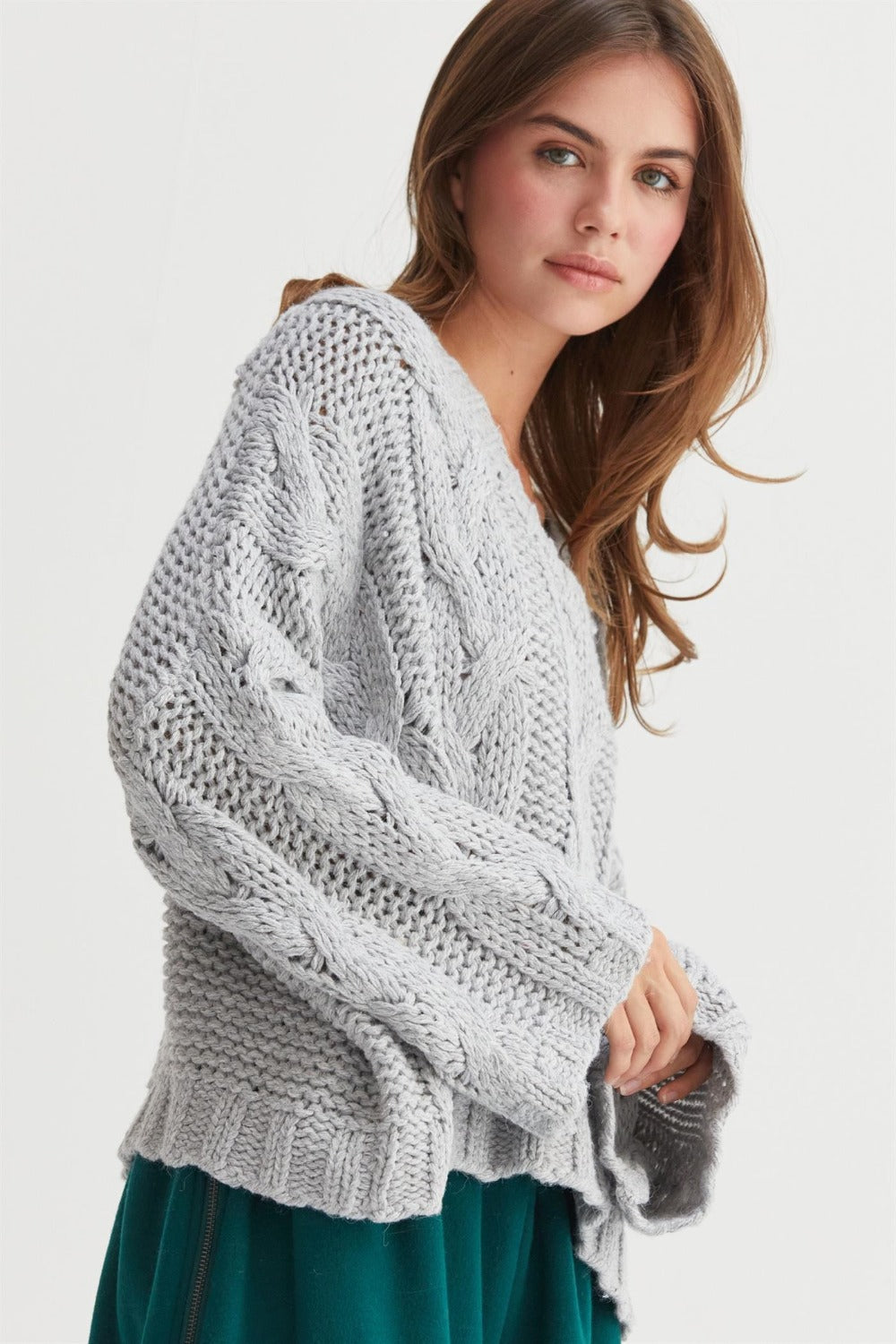 Maxct &HYFVE Cable Knit V-Neck Sweater