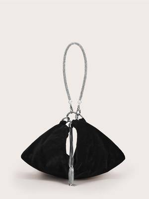 Bag For Love - Drawstring Design Rhinestone Chain Bag - Women Maxct Bags