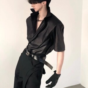 Maxct [Autumnwind] Metallic Coated Leather Shirt Na1234