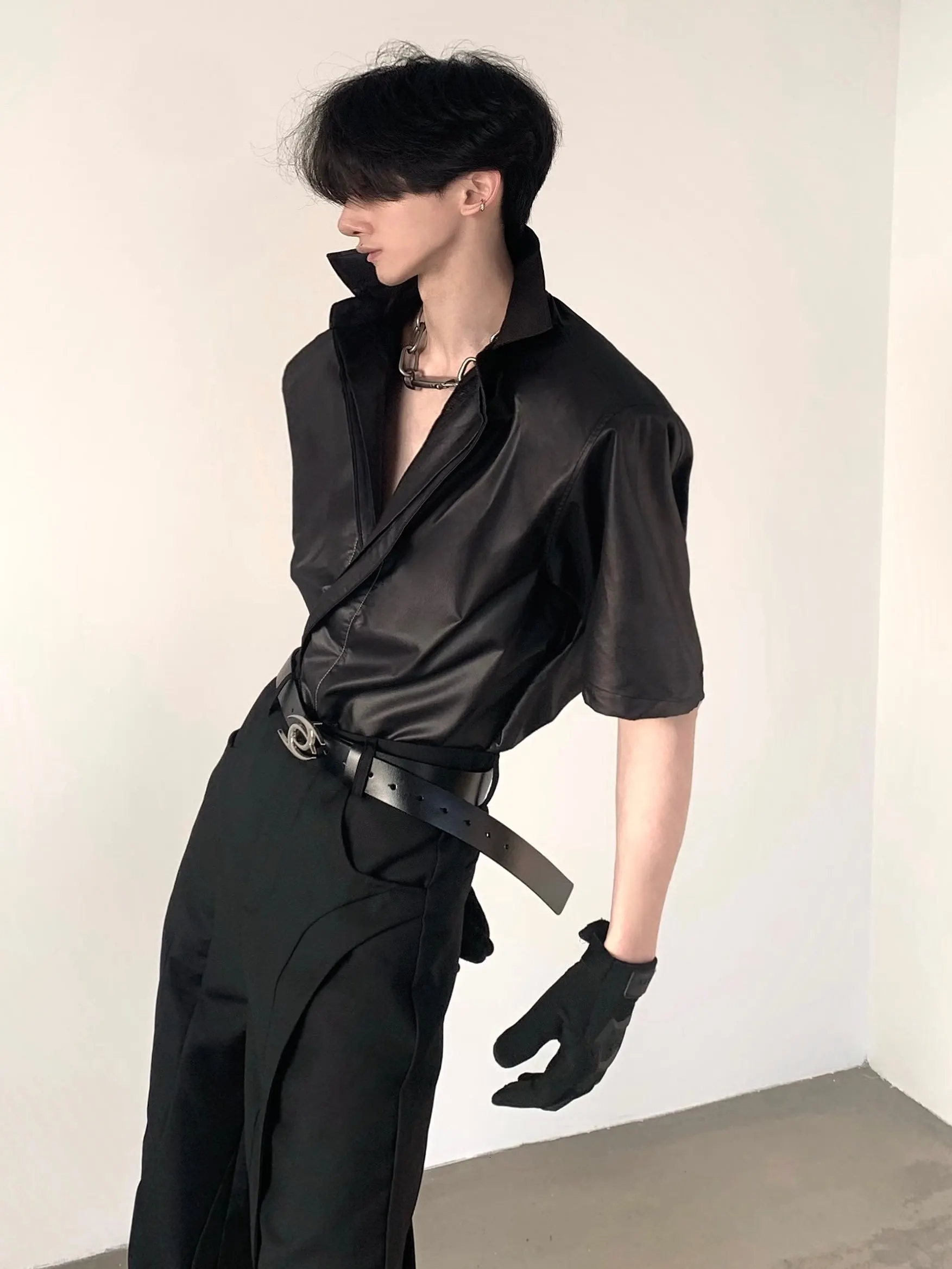 Maxct [Autumnwind] Metallic Coated Leather Shirt Na1234