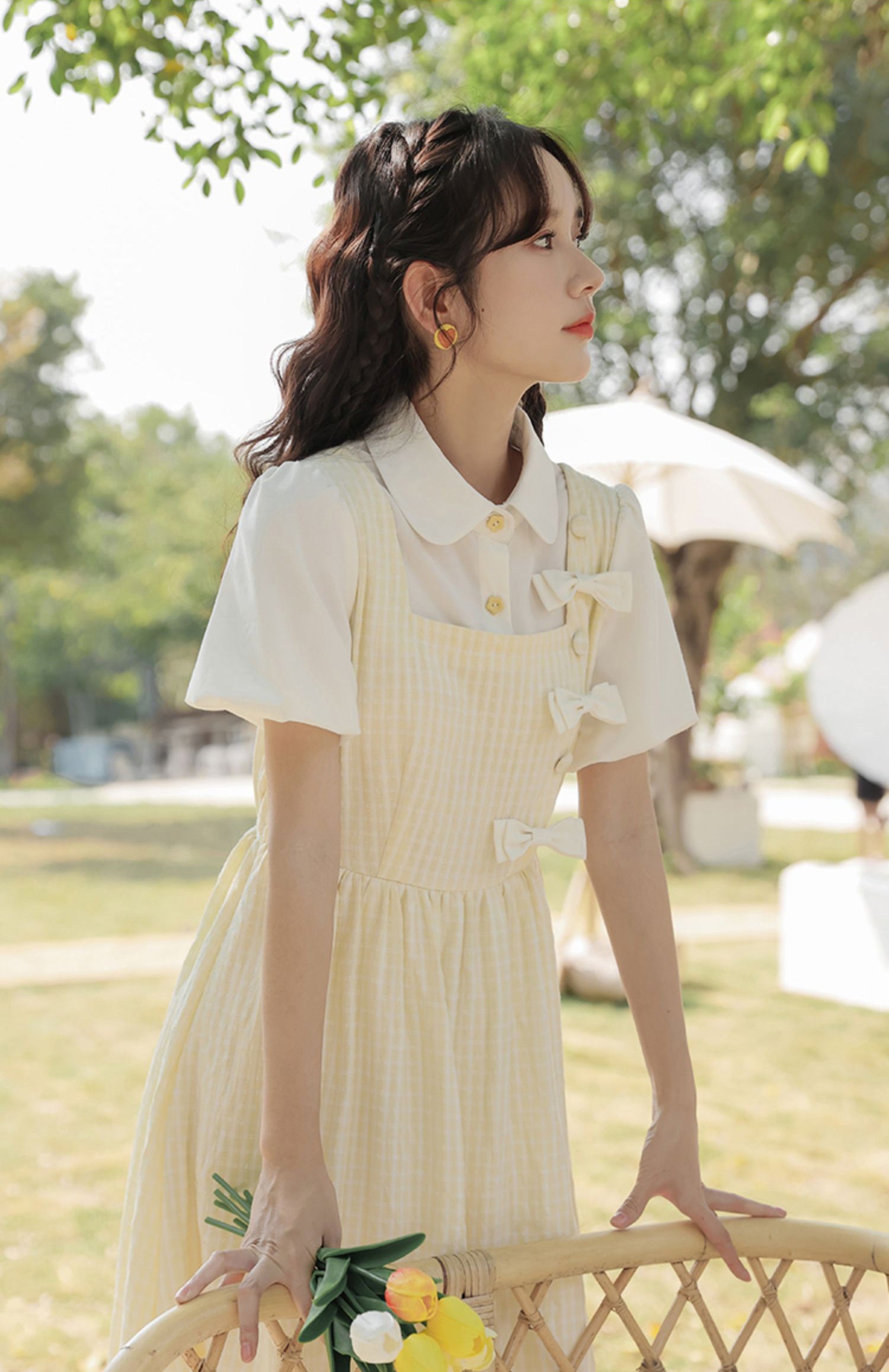 Gingham Bows Twofer Dress Maxct