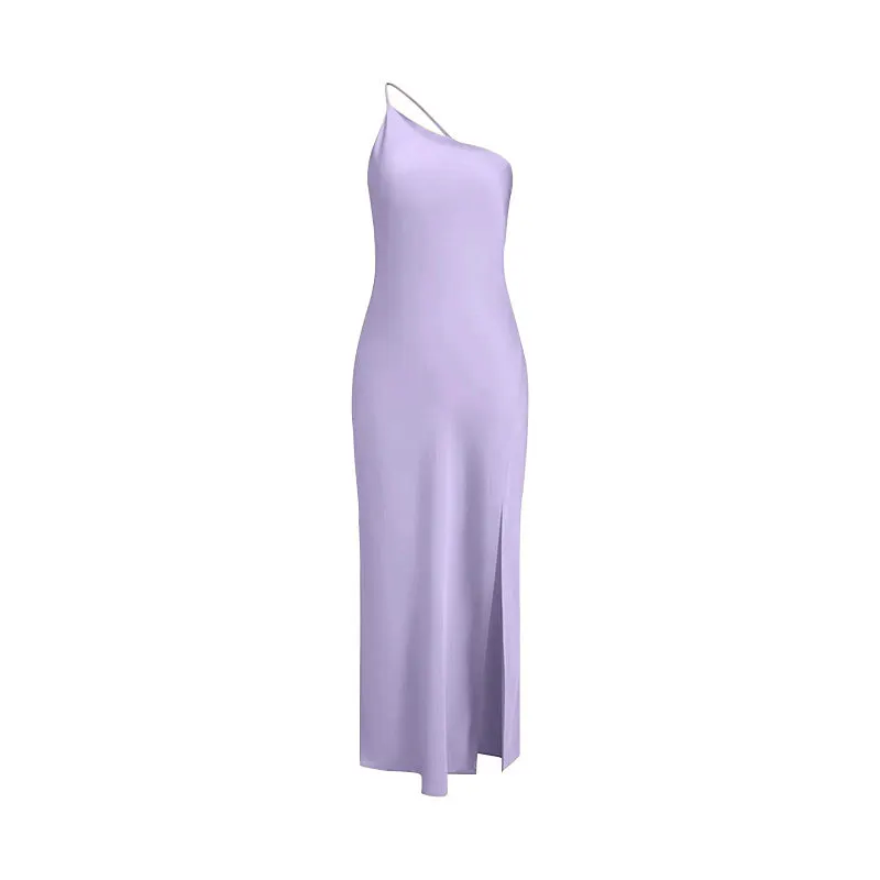 Slim-Fit Off-Shoulder Solid Color Backless Long Dress Maxct