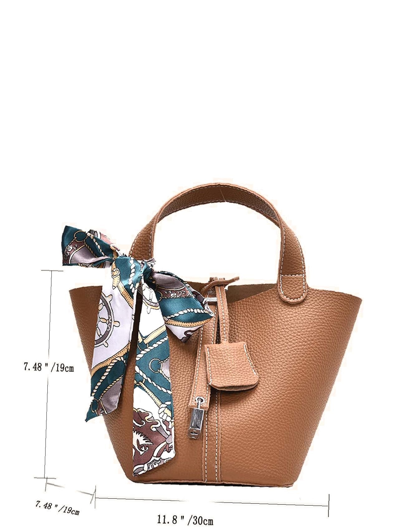 Maxct - Twilly Scarf Decor Bucket Bag with Inner Pouch  - Women Tote Bags