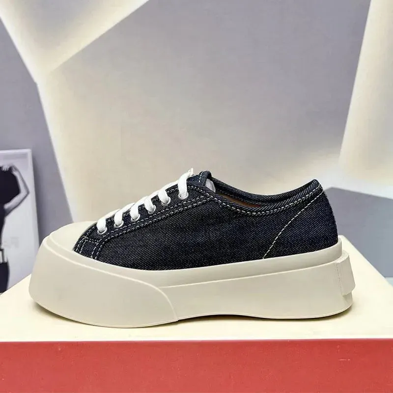 Platform Sneakers - Round Toe Lace-up Leather Comfort Maxct