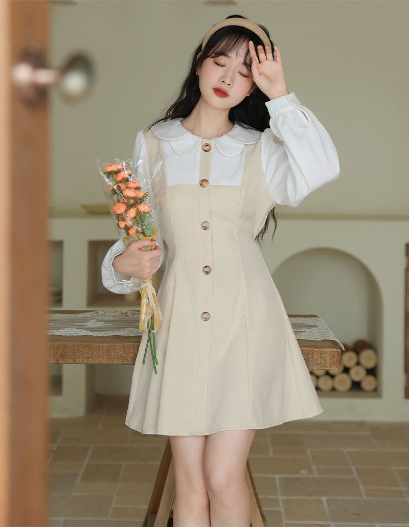 Scallop Collar Twofer Mini Dress Maxct