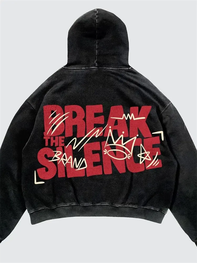 Maxct Y2k Women's Clothing Washed Hoodies Sweatshirt Pullover Long Sleeved Tops Oversize Streetwear Vintage Printed Pattern Clothing
