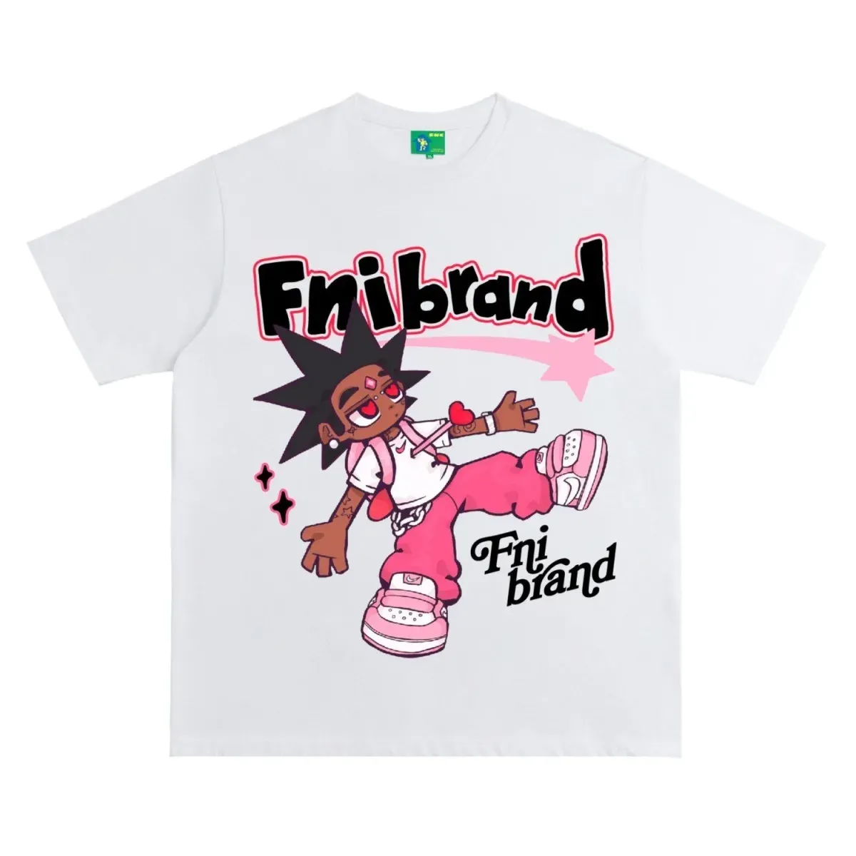 American Hip-Hop Cartoon Boy Printed Oversized Short-Sleeved T-shirt Y2K Loose Summer Heavy Half-sleeved Street Women Clothing