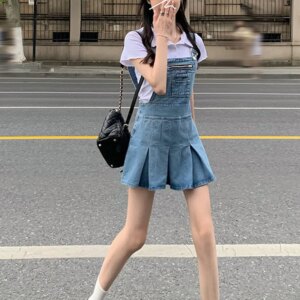 Sexy Cute Folds Denim Mini Dress Maxct