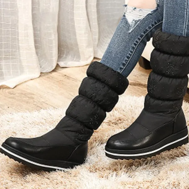 Thick Mid-Calf Snow Boots With Velvet Lining Maxct