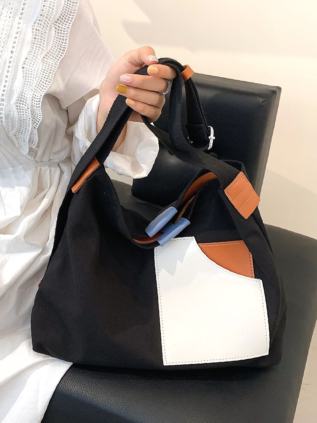 Maxct - Colorblock Top Handle Bag - Women Tote Bags