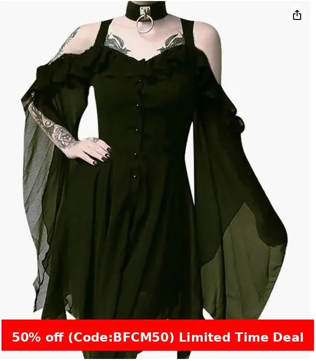 Maxct winter outfits men Ebay5 Color Size 8 Sling off-the-Shoulder Large Swing Sleeve Irregular Button Dress