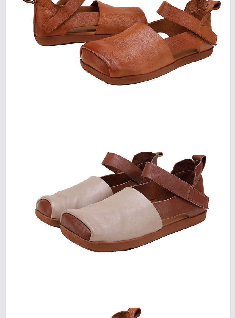 Versatile Leather Square Toe Flat Shoes Maxct