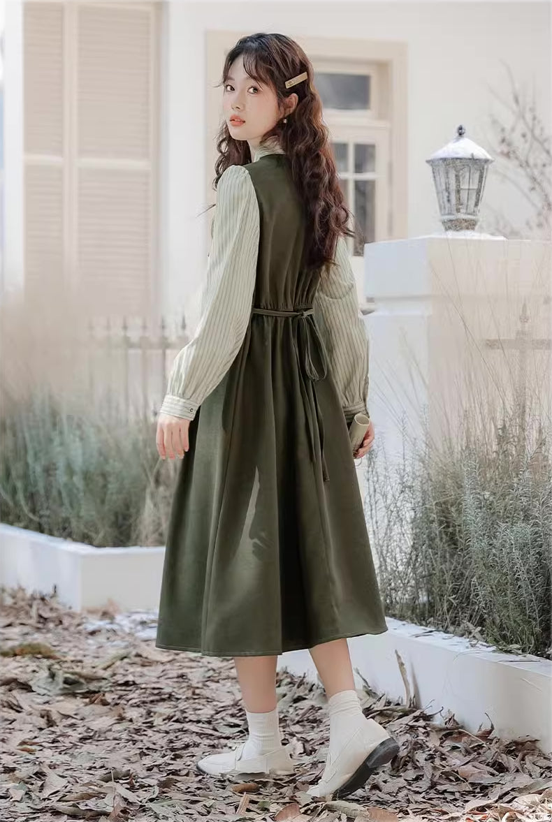 Stripe Academia Twofer Midi Dress Maxct