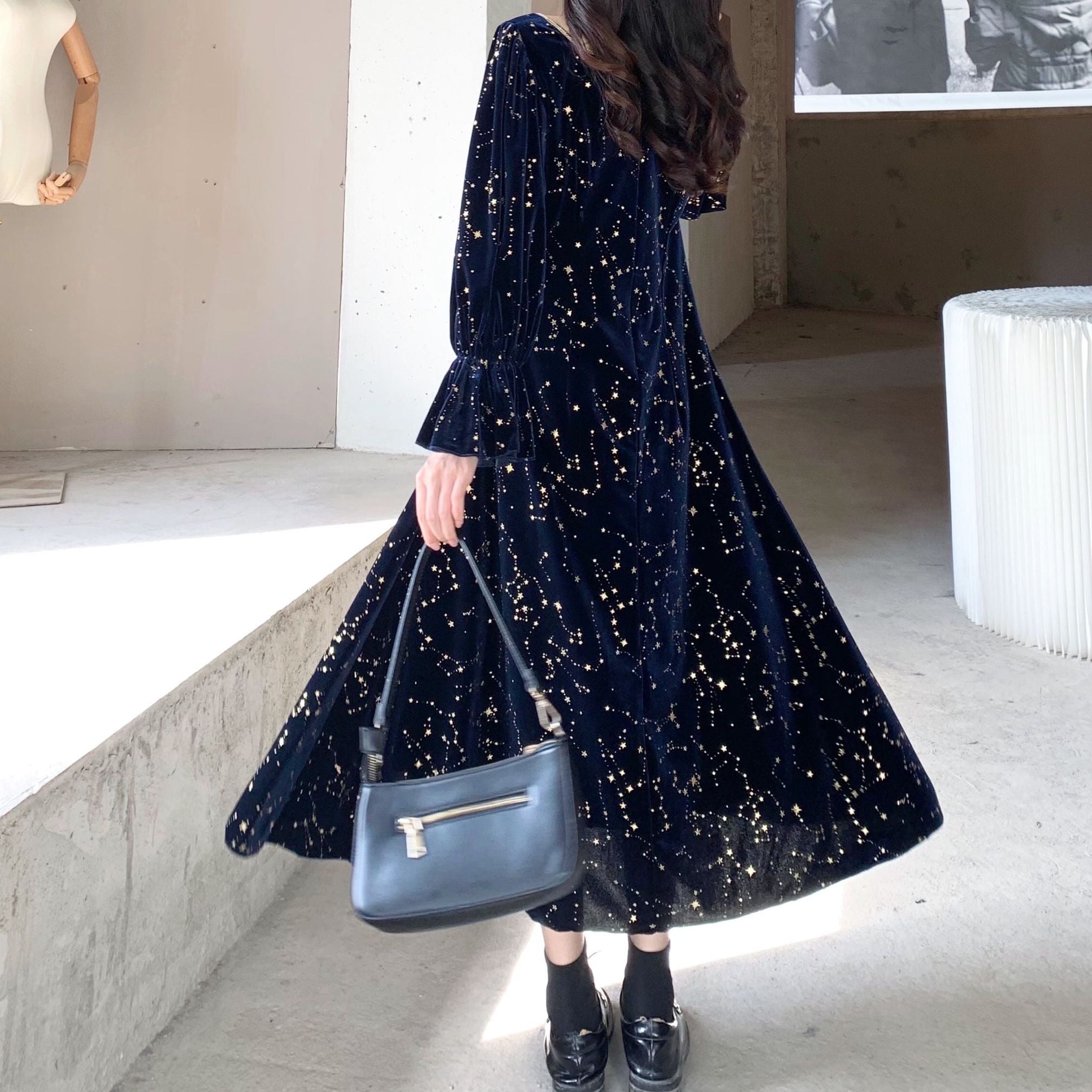Constellation Velvet Midi Dress Maxct