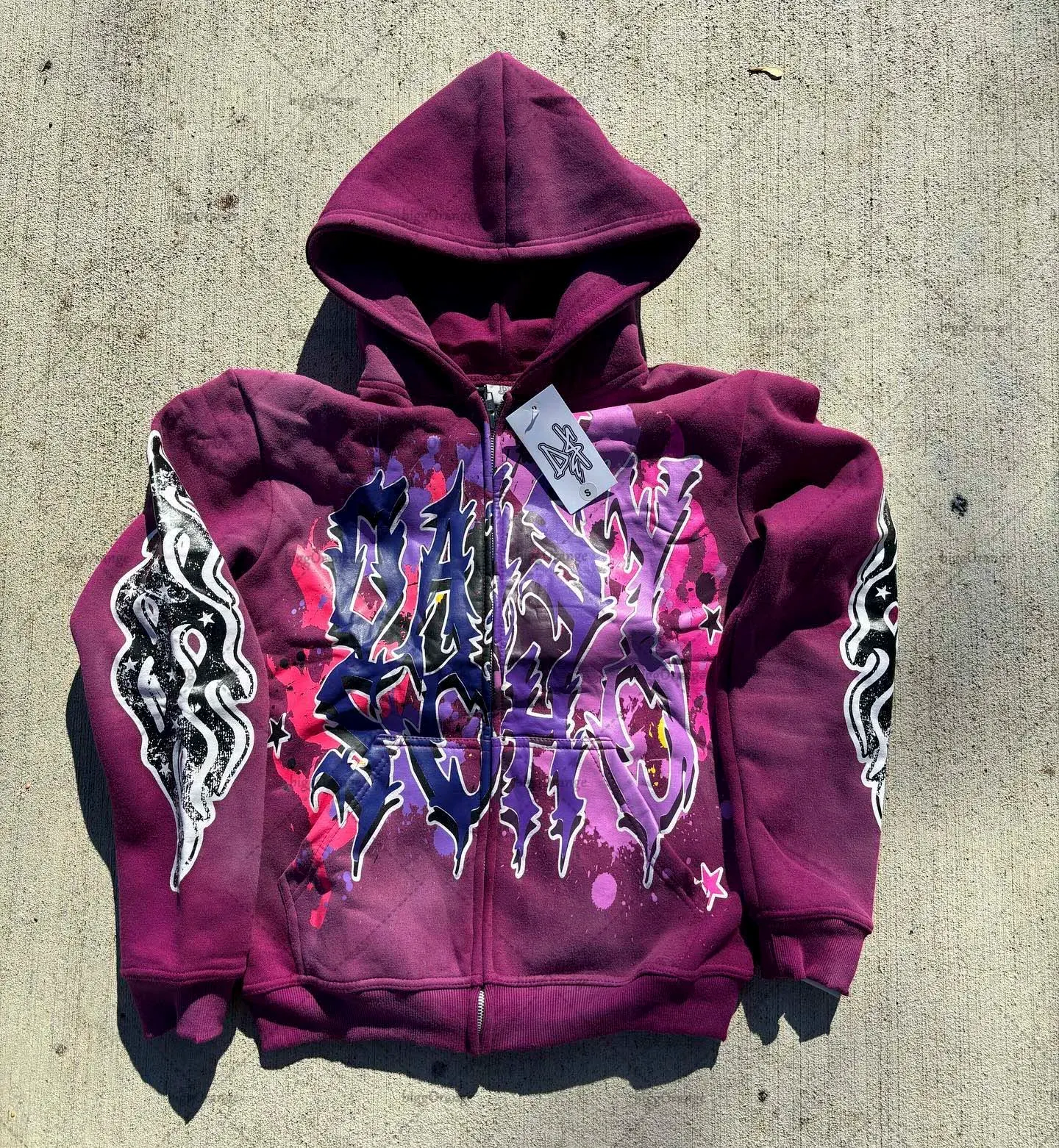 Fashion Trendy Color Letter Printed Oversize Hoodie Men's Y2K Spring and Autumn Retro Loose Pullover Sweatshirt Women's