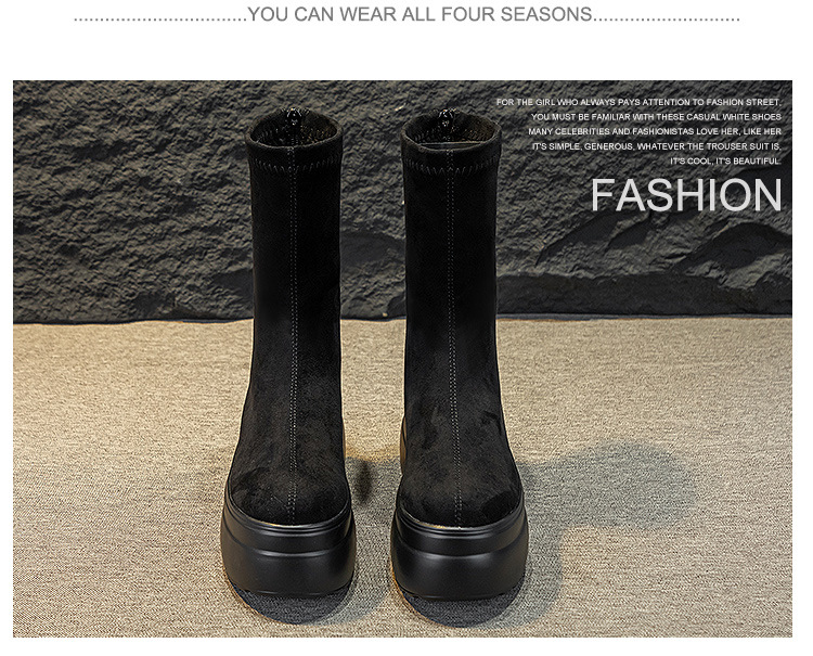 Women's 8cm Suede Leather Platform Boots - true deals club