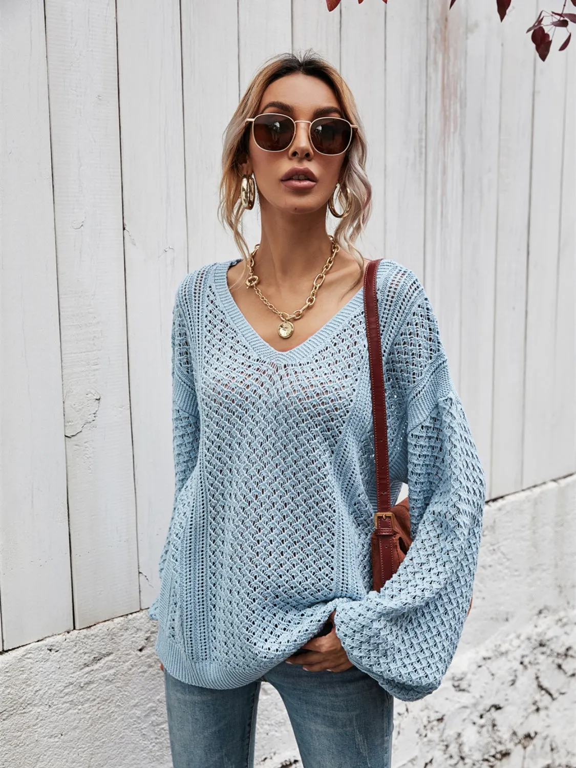 Maxct &V-Neck Dropped Shoulder Sweater
