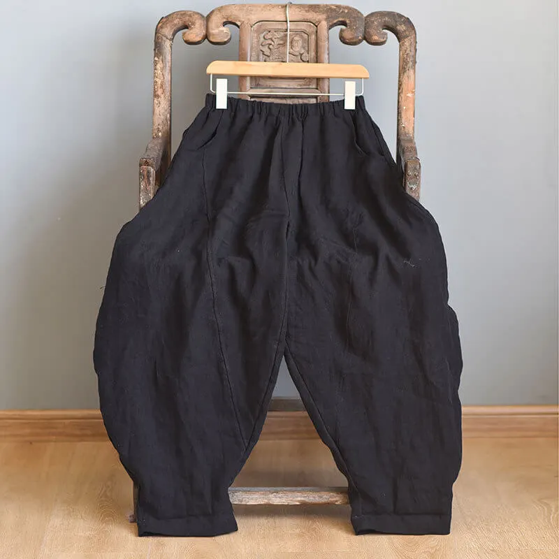 Maxct Plus Size - Spring Solid Color Linen Loose Casual Pants