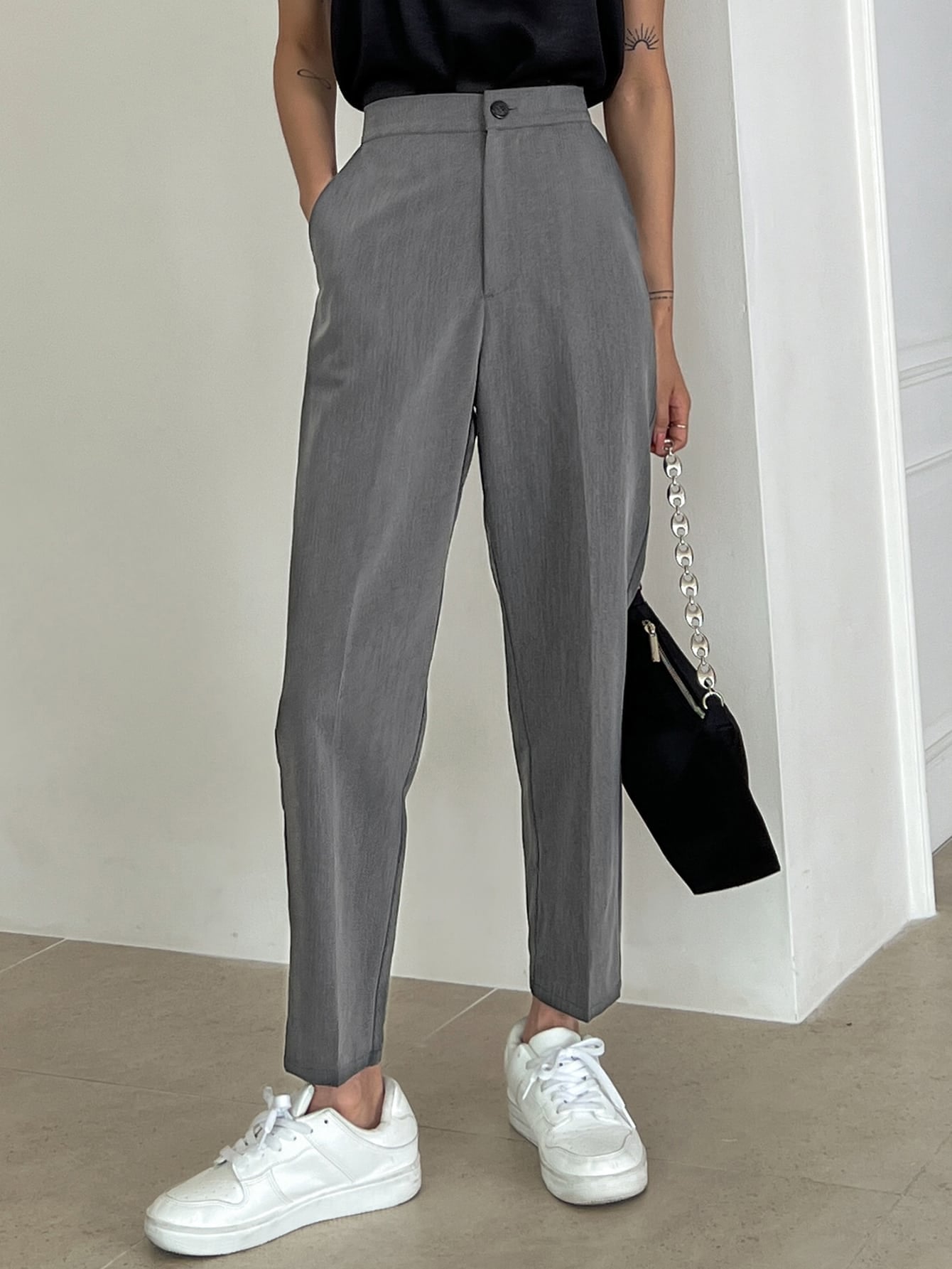 Maxct Solid High Waist Tailored Pants