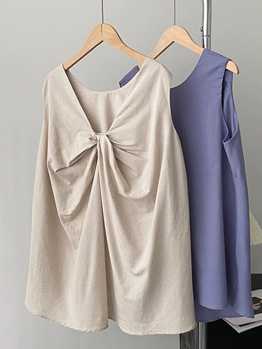 Maxct Knotted Back Loose Sleeveless Blouses