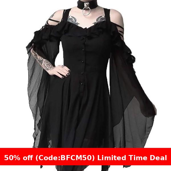 Maxct winter outfits men Ebay5 Color Size 8 Sling off-the-Shoulder Large Swing Sleeve Irregular Button Dress