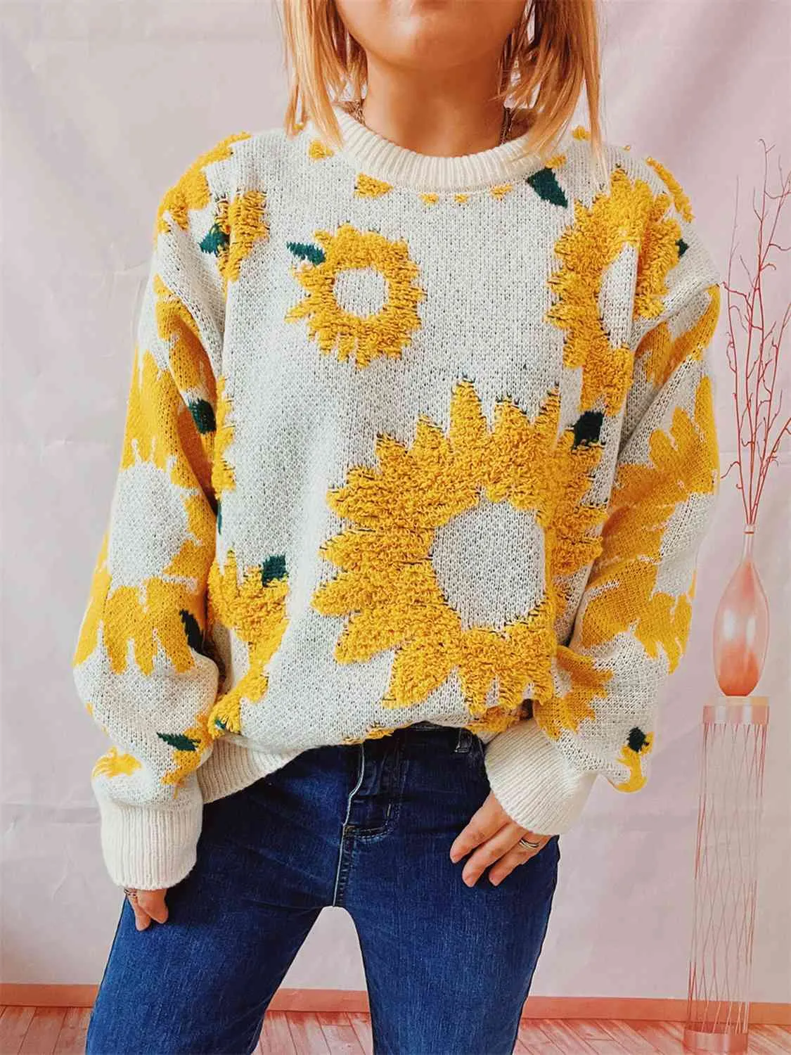 Maxct &Sunflower Dropped Shoulder Long Sleeve Sweater