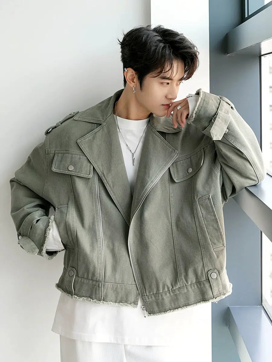 Men's Oversized Cropped Denim Jacket