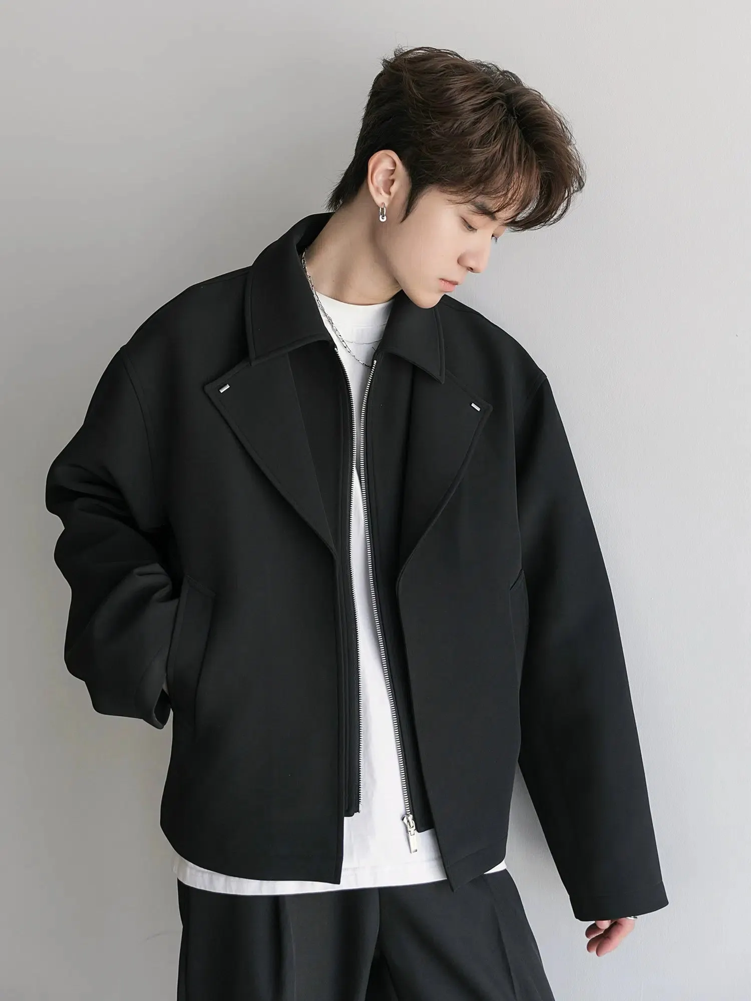 Maxct Two-piece Zip Lapel Wool Jacket