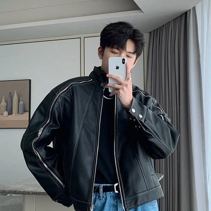 Maxct Velvet Warm Fleece Leather Jacket