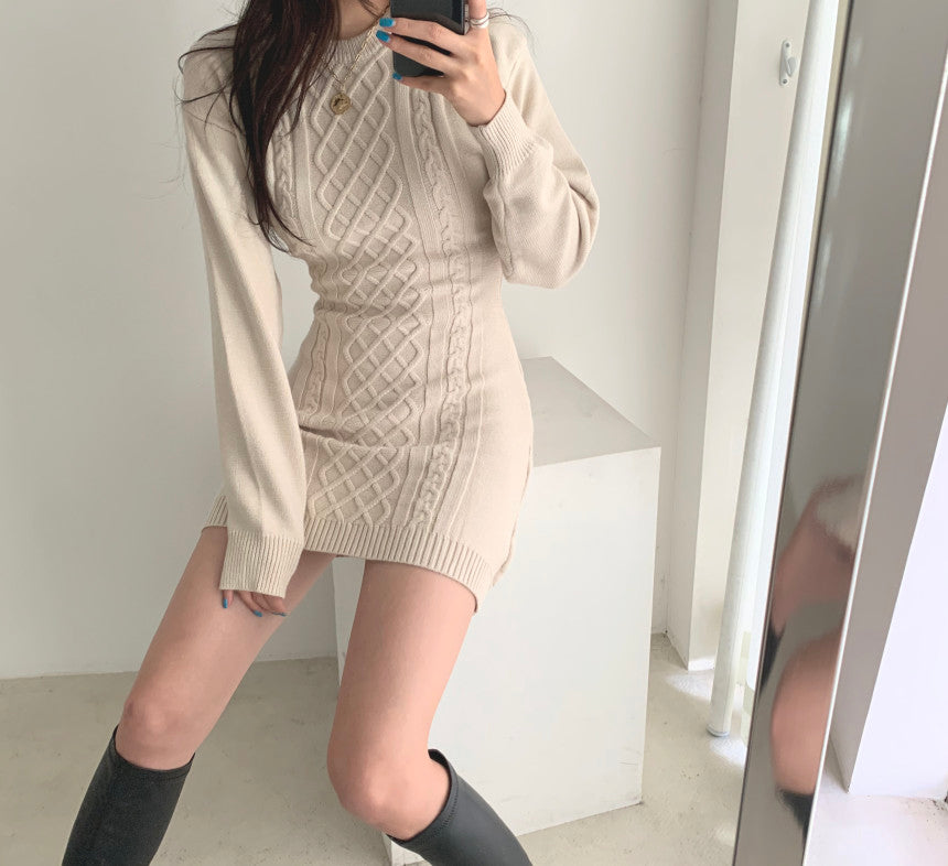 Ribbed Bodycon Mini Sweater Dress Maxct