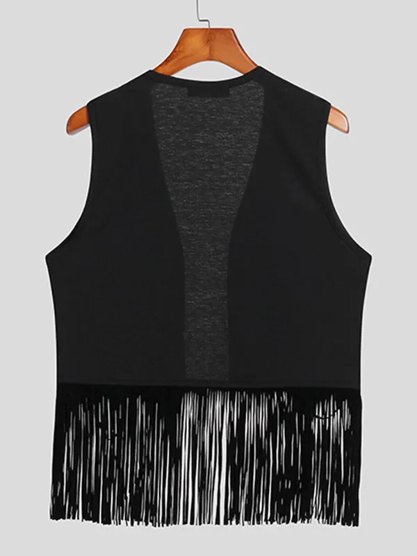 Maxct - Mens Fringe Detail Front Open Waistcoat J