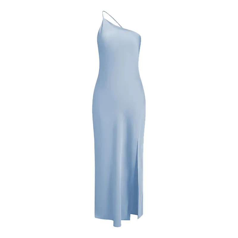 Slim-Fit Off-Shoulder Solid Color Backless Long Dress Maxct