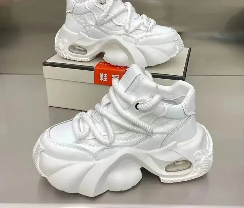 Microfiber Leather Upper Increased Platform Stylish Sneakers Maxct